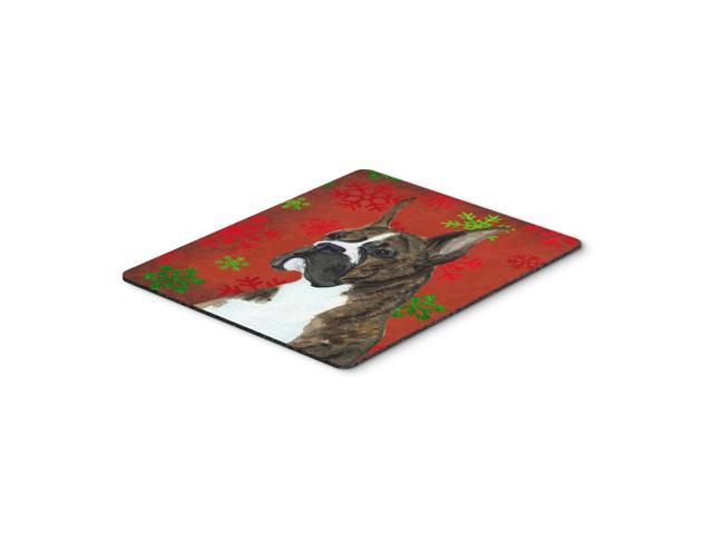 Caroline's Treasures Boxer Red & Green Snowflakes Holiday Christmas Mouse Pad/Hot Pad/Trivet (SS4715MP)