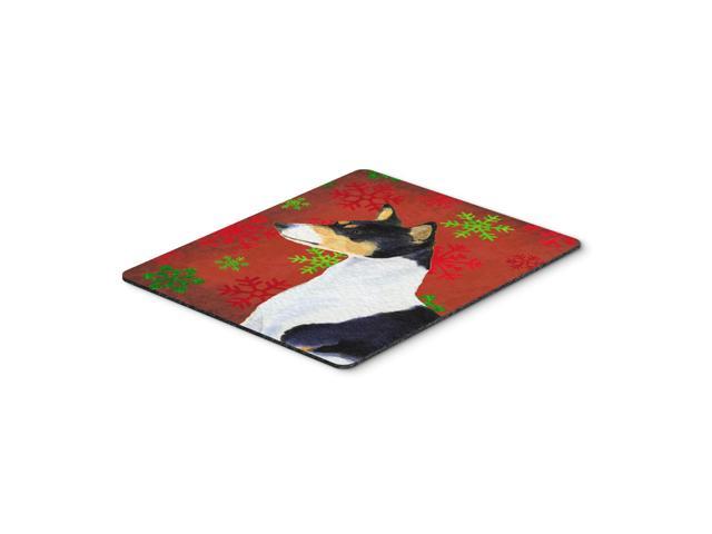 Caroline's Treasures Basenji Red and Green Snowflakes Holiday Christmas Mouse Pad, Hot Pad/Trivet (SS4721MP)