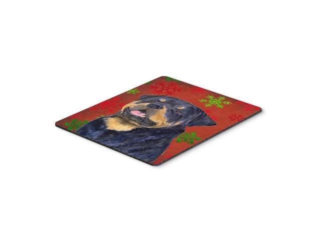 Caroline's Treasures Rottweiler Red & Green Snowflakes Christmas Mouse Pad/Hot Pad/Trivet (SS4731MP)