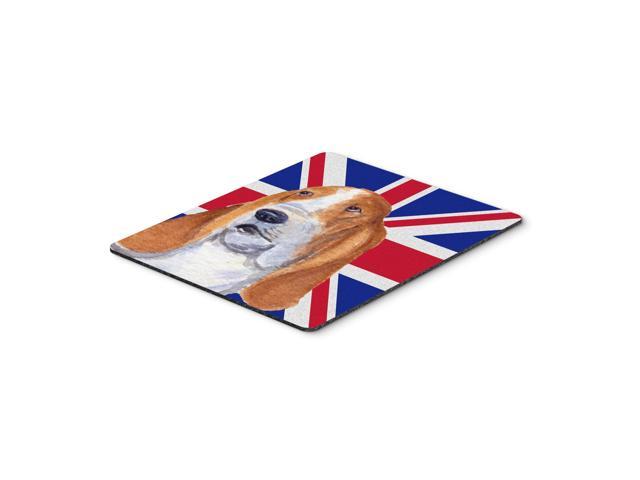 Caroline's Treasures Basset Hound with English Union Jack British Flag Mouse Pad/Hot Pad/Trivet (SS4970MP)