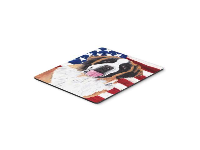 Caroline's Treasures Mouse/Hot Pad/Trivet USA American Flag with Saint Bernard (SC9027MP)