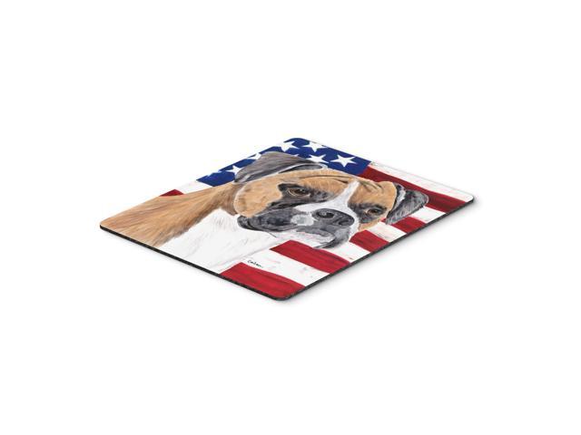 Caroline's Treasures Mouse/Hot Pad/Trivet USA American Flag with Boxer (SC9113MP)