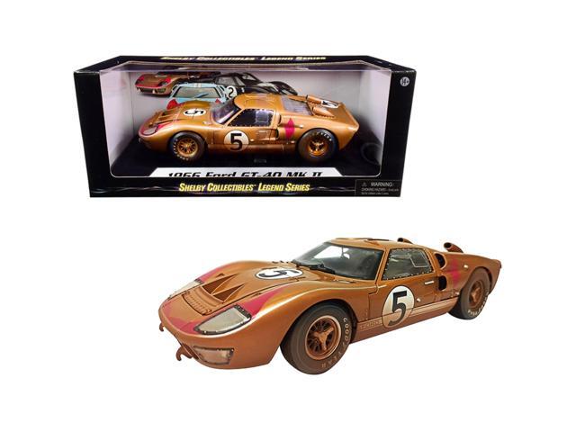 1966 Ford GT-40 MK II #5 Gold After Race (Dirty Version) 1/18 Diecast Model Car by Shelby Collectibles