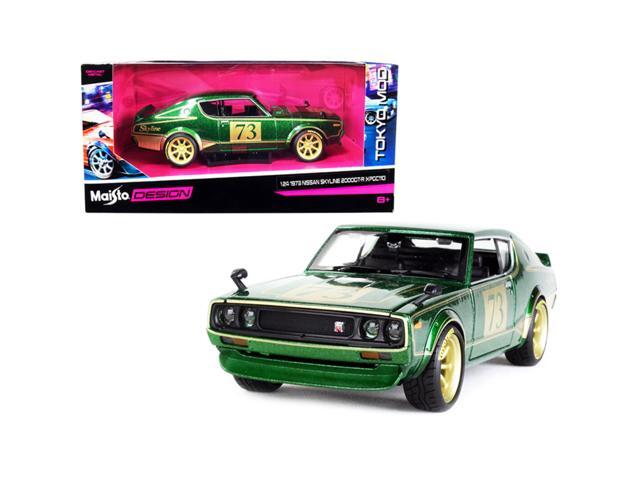 1973 Nissan Skyline 2000GT-R (KPGC110) #73 Green Metallic with Gold Stripes 'Tokyo Mod' Series 1/24 Diecast Model Car by Maisto