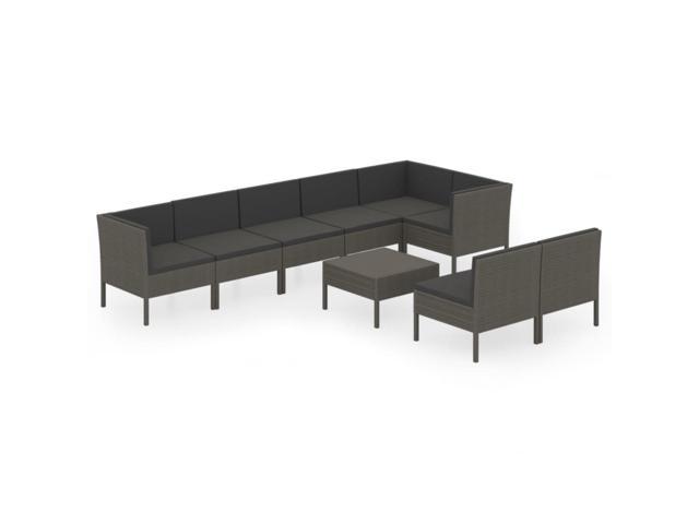 Photos - Display Cabinet / Bookcase VidaXL 9 Piece Patio Lounge Set with Cushions Poly Rattan Gray 3094398 