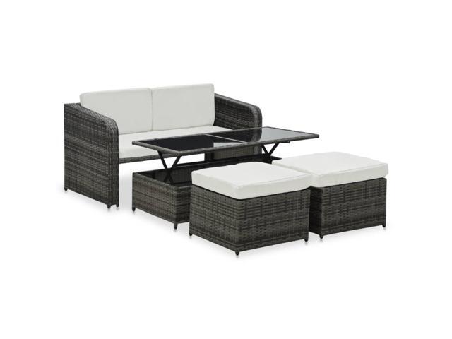 vidaXL 4 Piece Patio Lounge Set with Cushions Poly Rattan Anthracite