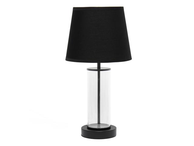 Simple Designs - Encased Metal and Clear Glass Table Lamp - Black/Black shade