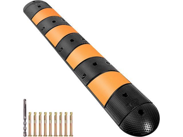 VEVOR Modular Rubber Speed Bump Driveway Cable Protector Ramp 6ft With 2 End Cap