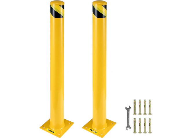 Vevor Safety Bollard Steel Bollard Post Yellow Pipe Steel Barrier 48' H 5.5' D