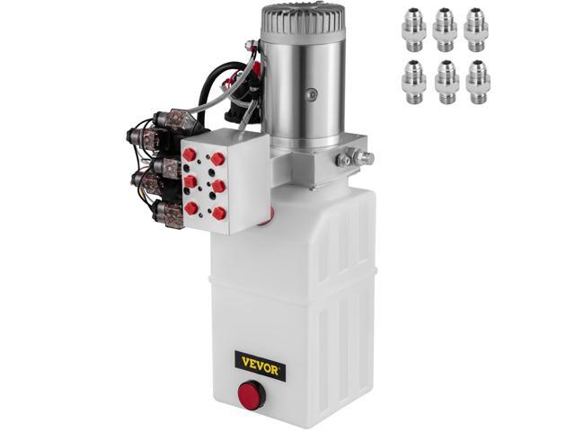 VEVOR 6 Way Hydraulic Pump 12v 6 Quart Double Acting Dump Trailer Control Kit