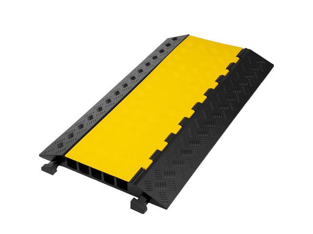 VEVOR 5 Channel Cable Protectors Extreme Rubber Cable Ramps Heavy Duty Protective Cable Wire Cord Ramp Driveway Rubber Traffic Speed Bumps Cable.