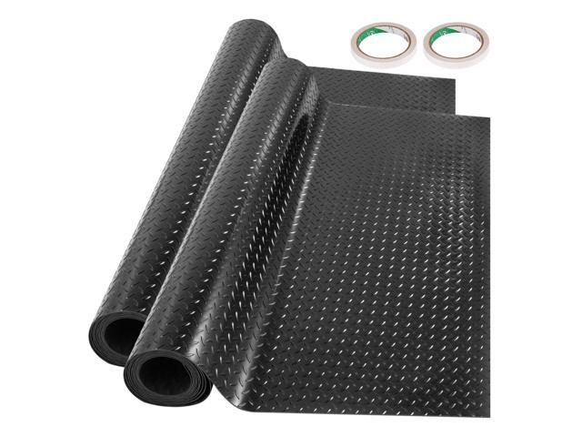 VEVOR 2 Rolls 17x3.6ft Garage Floor Mat Anti-Slip Floor Protector Covering Mats Black
