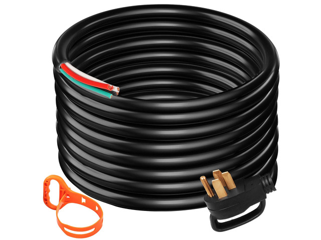40ft 50-amp Rv/generator Power Cord 6/3 + 8/1 Awg Nema 14-50p To Bare Wire