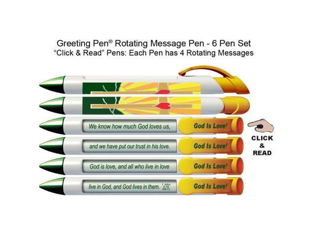Greeting Pen God is Love Scripture Pens, Scripture Verses with Rotating Messages, 6 Pen Set (36052)