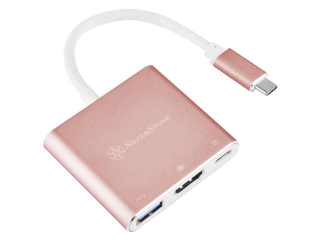SilverStone Technology Usb Type-C Multi-purpose Hub with USB Type-A, USB Type-C, and HDMI, Pink (EP08P)