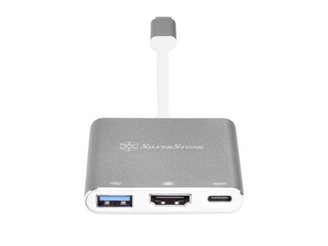 SilverStone Technology Usb Type-C Multi-purpose Hub with USB Type-A, USB Type-C, and HDMI, Charcoal Gray (EP08C)