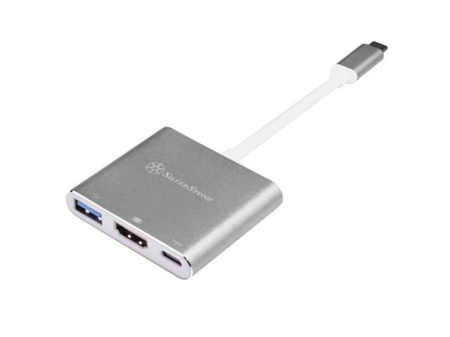 SilverStone Technology Usb Type-C Multi-purpose Hub with USB Type-A, USB Type-C, and HDMI, Charcoal Gray (EP08C)