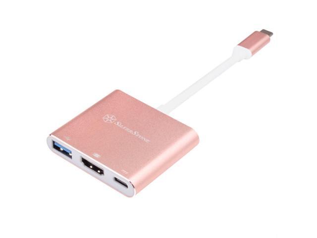SilverStone Technology Usb Type-C Multi-purpose Hub with USB Type-A, USB Type-C, and HDMI, Pink (EP08P)