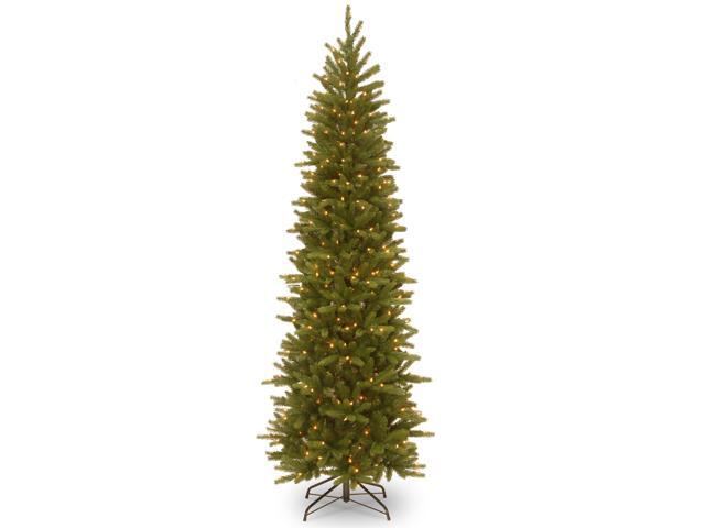 National Tree Company PEGF433465 6.5 ft. Pre-Lit Grande Fir Pencil Slim Tree - 30' x 30' x 78' - Green Tree, Green Tree Stand