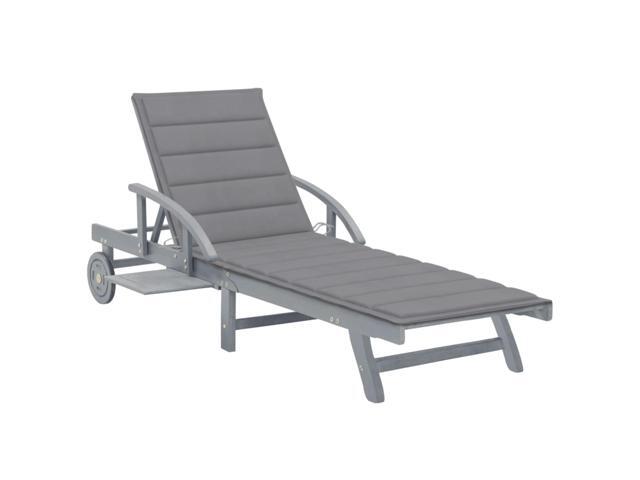 vidaXL Garden Sun Lounger with Cushion Solid Acacia Wood
