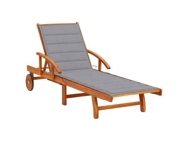vidaXL Garden Sun Lounger with Cushion Solid Acacia Wood