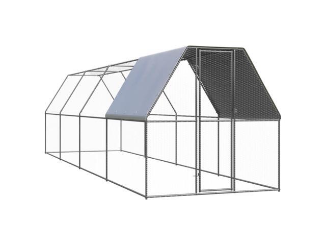 vidaXL Outdoor Chicken Cage 6.6'x26.2'x6.6' Galvanized Steel