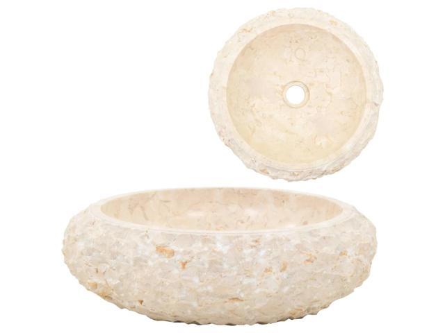 vidaXL Sink 15.7'x4.7' Marble Cream