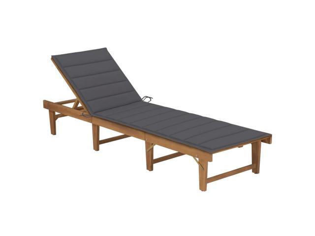 vidaXL Folding Sun Lounger with Cushion Solid Acacia Wood