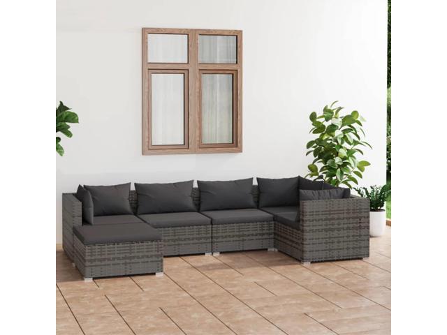 Photos - Display Cabinet / Bookcase VidaXL 6 Piece Patio Lounge Set with Cushions Poly Rattan Gray 3101813 