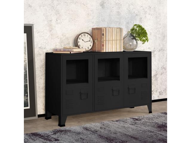 Photos - Display Cabinet / Bookcase VidaXL Industrial Sideboard Anthracite 41.3'x13.8'x24.4' Metal and Glass 3 