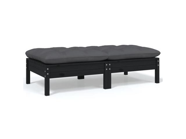 Photos - Sofa VidaXL 2-Seater Patio  with Cushions Black Solid Pinewood 806662 