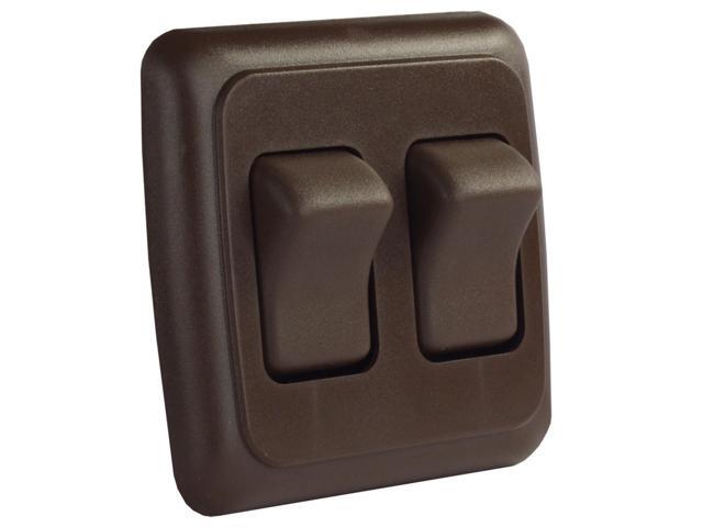 JR Products 12145 On/Off Switch with Bezel - Double Switch, Brown