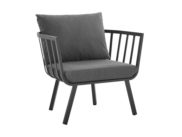 Riverside Outdoor Patio Aluminum Armchair Gray Charcoal