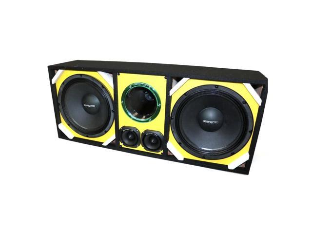 Loaded Box withTwo Despacito Heavy Duty 12-in Woofers One Horn and withTwo Bullet Tweeters YELLOW