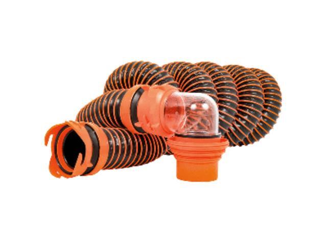 Camco RhinoEXTREME 15 Sewer Hose Kit w/ Swivel Fitting 4 In 1 Elbow Caps