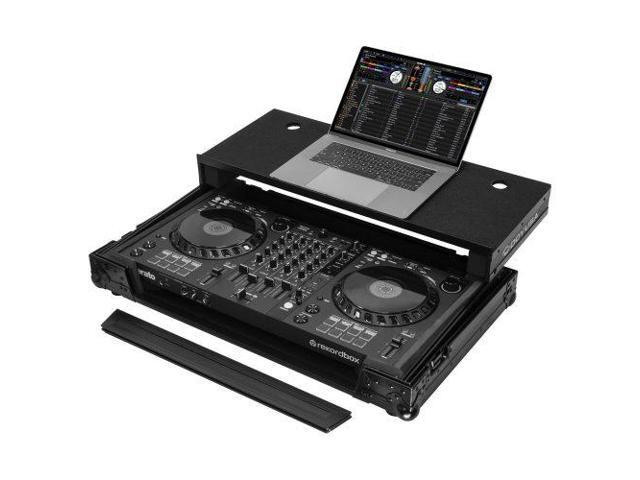 PIONEER DDJ-FLX6 ATA FLIGHT CASE IN BLACK WITH GLIDE LAPTOP PLATFORM