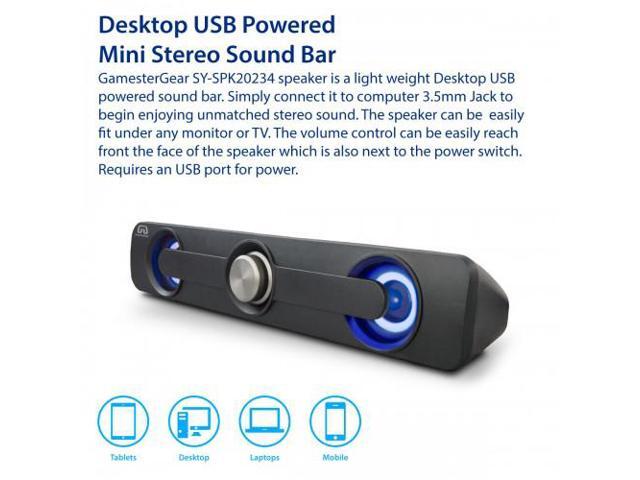 GamesterGear SY-SPK20234 2.0 Sound Bar Speaker - 5 W RMS - Under Monitor - Desktop - 100 Hz to 20 kHz - USB - image 9