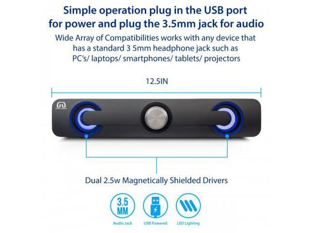 GamesterGear SY-SPK20234 2.0 Sound Bar Speaker - 5 W RMS - Under Monitor - Desktop - 100 Hz to 20 kHz - USB - image 10