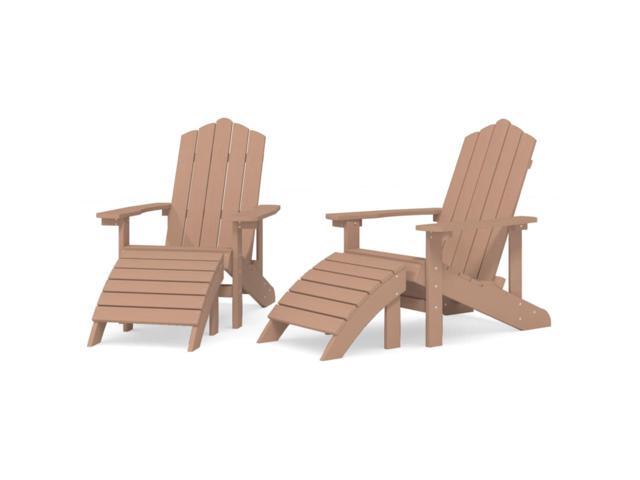 vidaXL Patio Adirondack Chairs 2 pcs with Footstools HDPE Brown