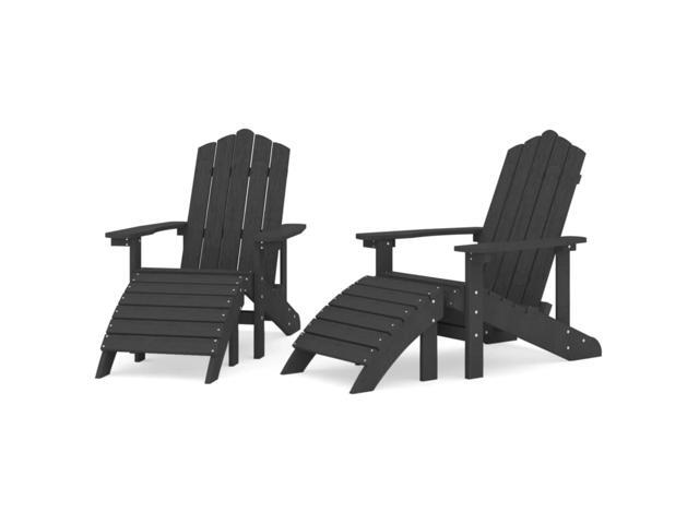 vidaXL Patio Adirondack Chairs 2 pcs with Footstools HDPE Anthracite