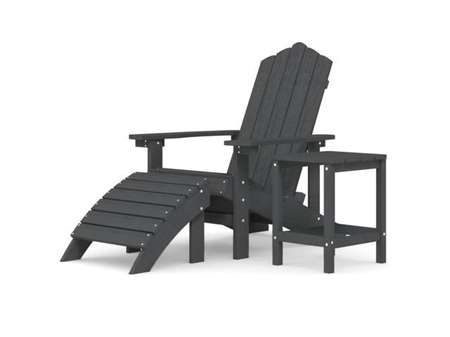 vidaXL Patio Adirondack Chair with Footstool & Table HDPE Anthracite