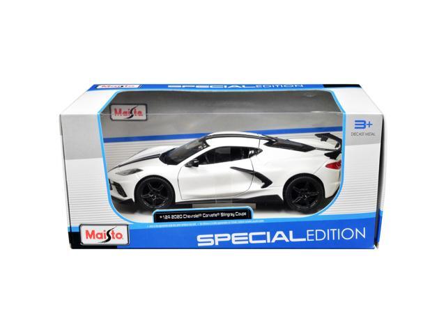 2020 Chevrolet Corvette Stingray Coupe White with Black Stripes 'Special Edition' Series 1/24 Diecast Model Car by Maisto