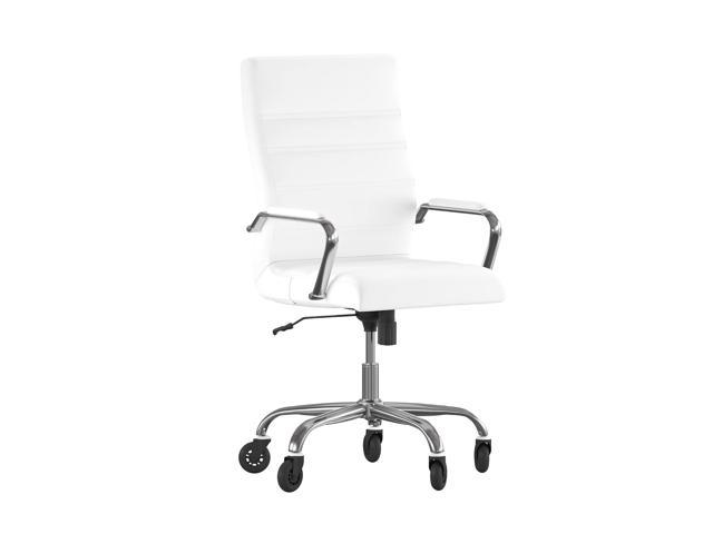 Photos - Display Cabinet / Bookcase Flash Furniture Whitney High Back White LeatherSoft Executive Swivel Office Chair with Chr 