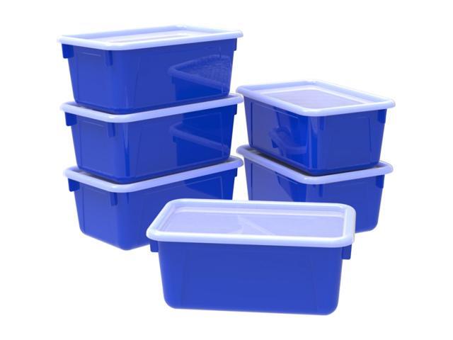 Small Cubby Bin, with Cover, Classroom Blue (Case of 5)