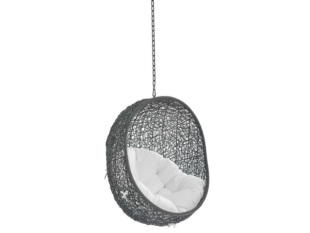 Hide Sunbrella Fabric Swing Outdoor Patio Lounge Chair Without Stand Gray White