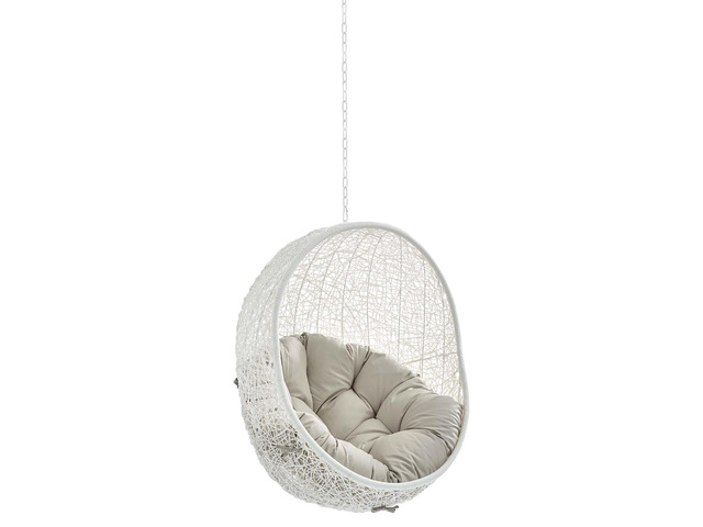 Hide Sunbrella Fabric Swing Outdoor Patio Lounge Chair Without Stand White Beige