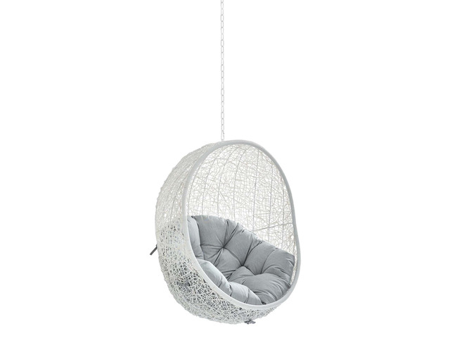 Hide Sunbrella Fabric Swing Outdoor Patio Lounge Chair Without Stand White Gray