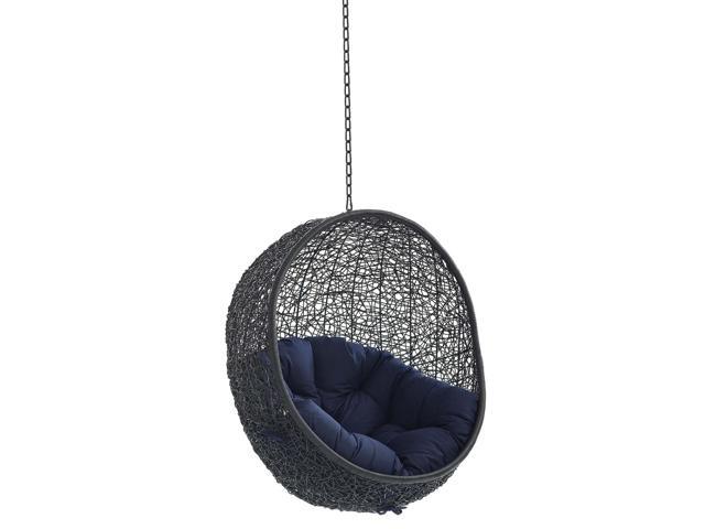 Encase Sunbrella Fabric Swing Outdoor Patio Lounge Chair Without Stand Black Navy