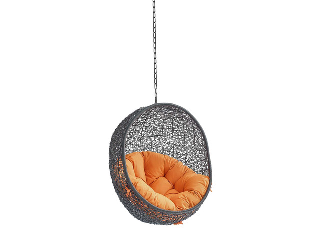 Encase Swing Outdoor Patio Lounge Chair Without Stand Black Orange