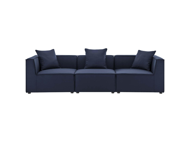 Saybrook Outdoor Patio Upholstered 3-Piece Sectional Sofa Navy